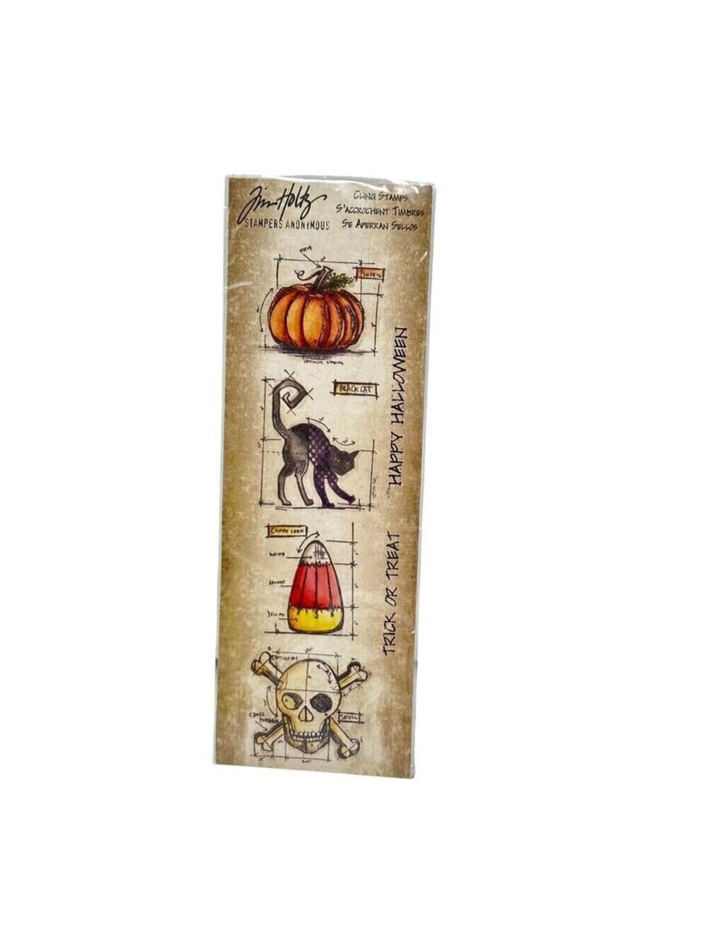 Tim Holtz Halloween Mini Blueprints Cling Stamp Set Retired Stampers Anonymous